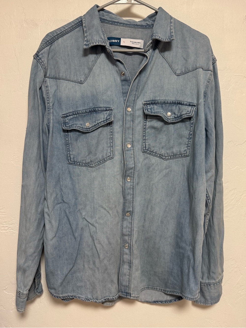 Old Navy Light Wash Denim Western Button-Up Shirt - Men's